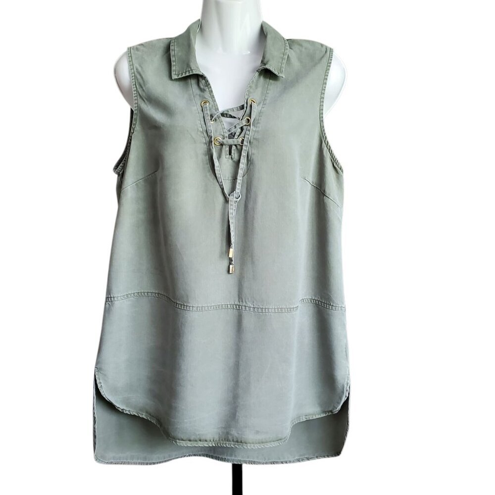Ellen Tracy Lace-Up Sleeveless Tunic Top Size Large